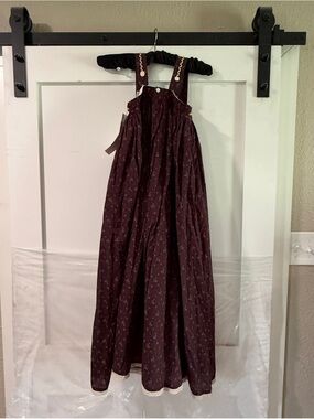 Well Dressed Wolf Burgundy Floral Jumper Dress with Lace Trim